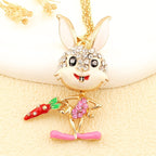 Whimsical Bunny Carrot Pendant Necklace