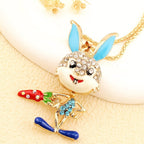 Whimsical Bunny Carrot Pendant Necklace