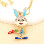 Whimsical Bunny Carrot Pendant Necklace
