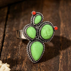 Boho Green Turquoise Cluster Ring