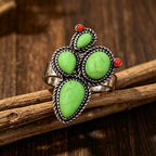 Boho Green Turquoise Cluster Ring