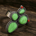 Boho Green Turquoise Cluster Ring
