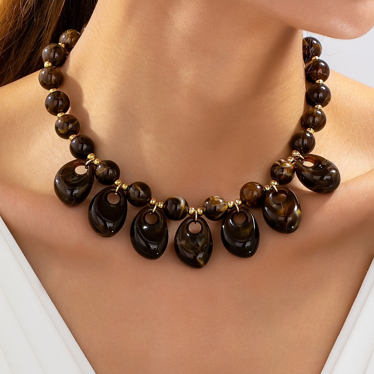 Chunky Geometric Bead Necklace