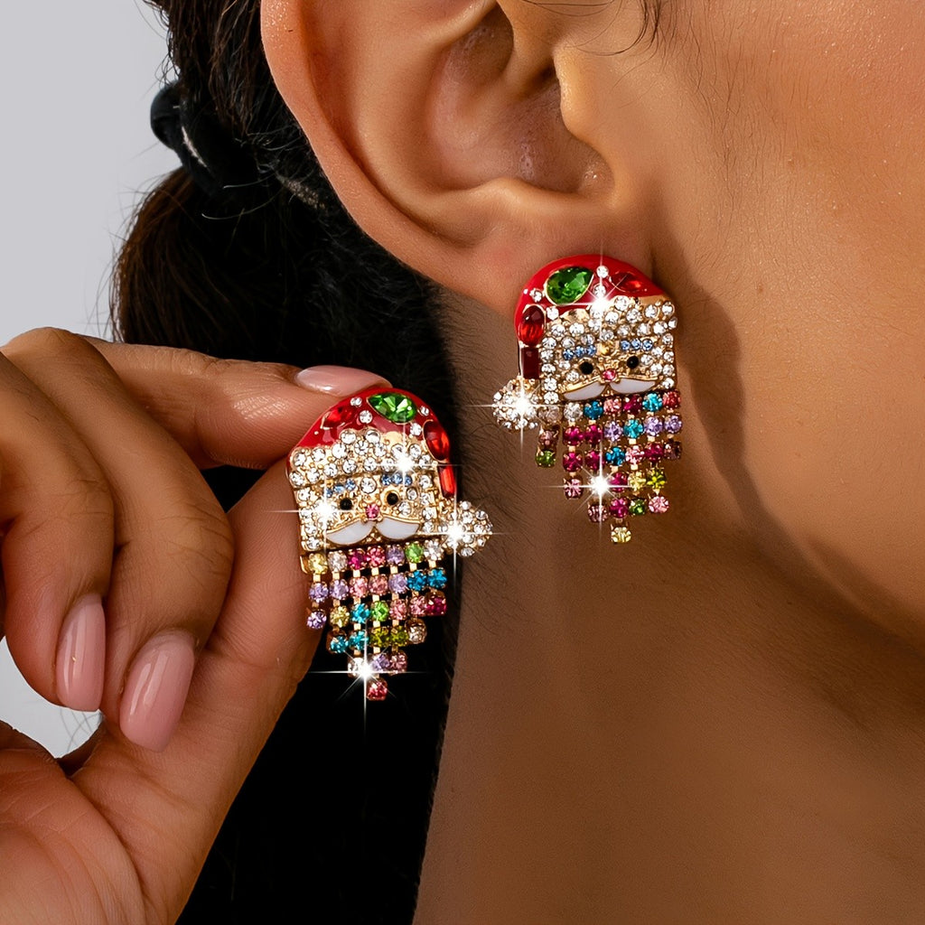 Festive Santa Cascade Drop Earrings