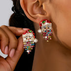 Festive Santa Cascade Drop Earrings