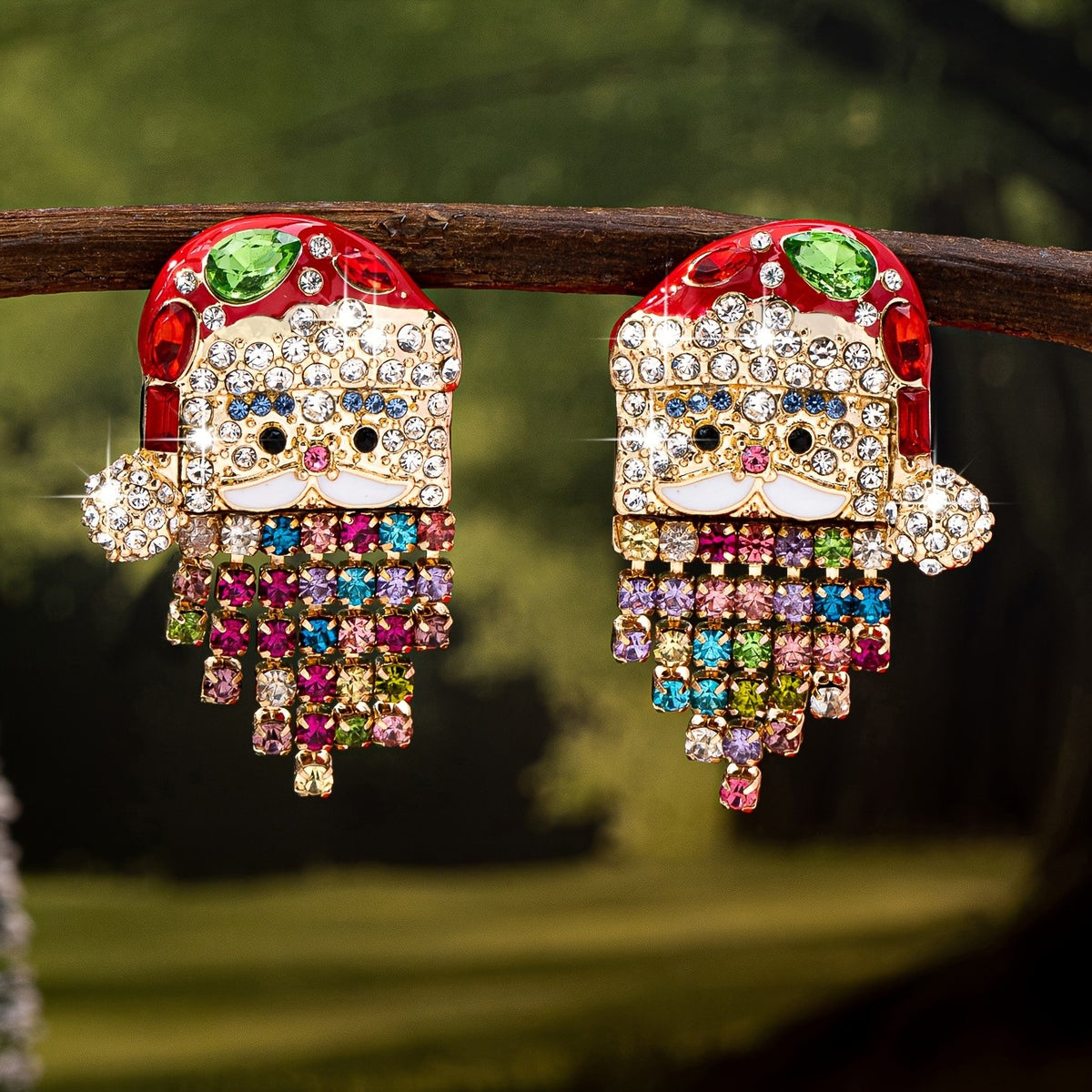Festive Santa Cascade Drop Earrings