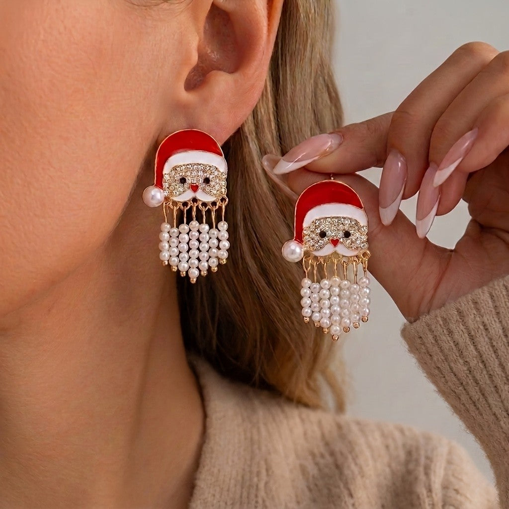 Festive Santa Cascade Drop Earrings