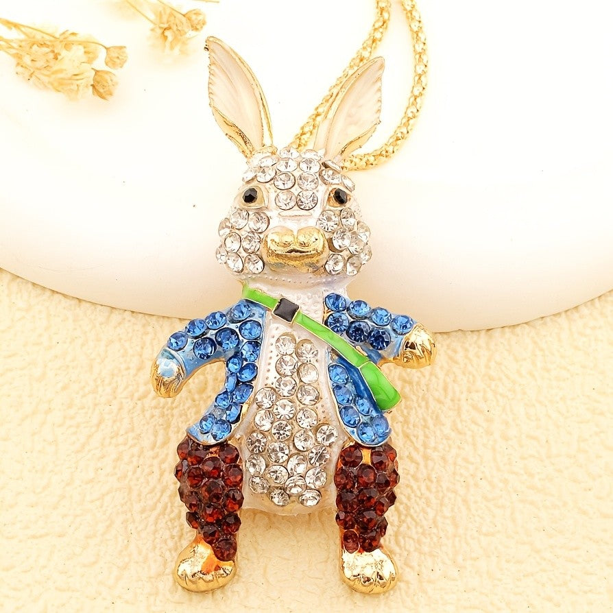 Whimsical Crystal Rabbit Necklace