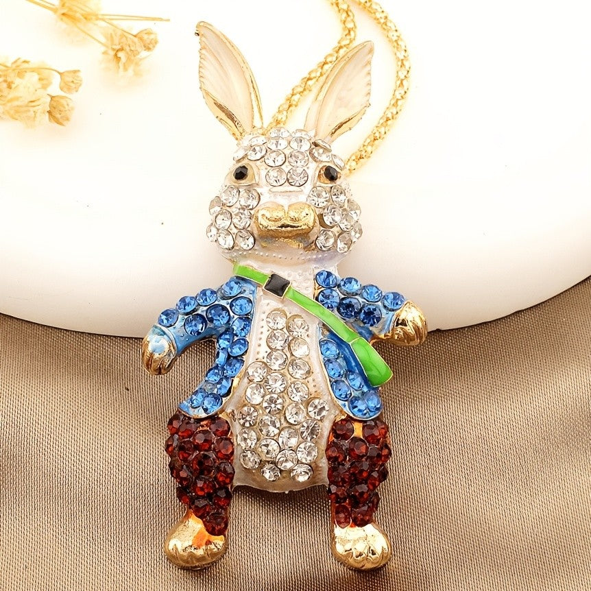 Whimsical Crystal Rabbit Necklace
