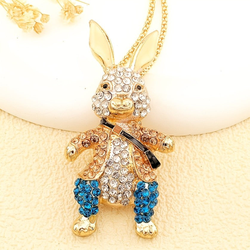 Whimsical Crystal Rabbit Necklace