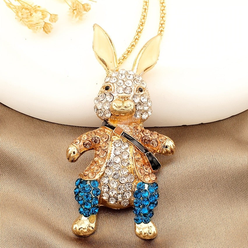 Whimsical Crystal Rabbit Necklace