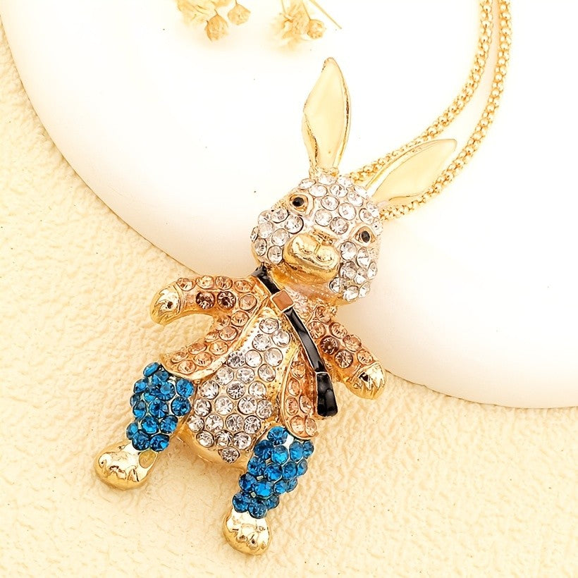 Whimsical Crystal Rabbit Necklace