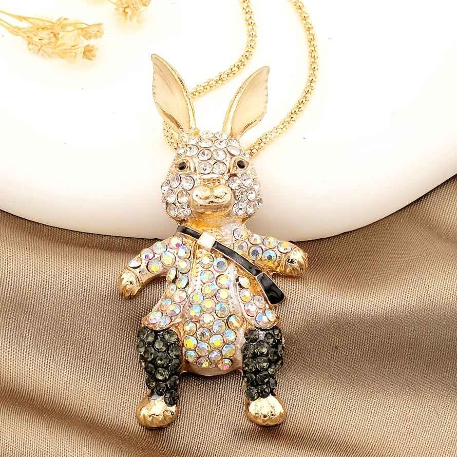 Whimsical Crystal Rabbit Necklace