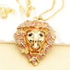 Regal Lion Glass Pendant Necklace