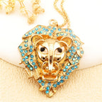 Regal Lion Glass Pendant Necklace