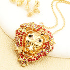 Regal Lion Glass Pendant Necklace