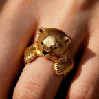 Whimsical Hug Bear Statement Ring