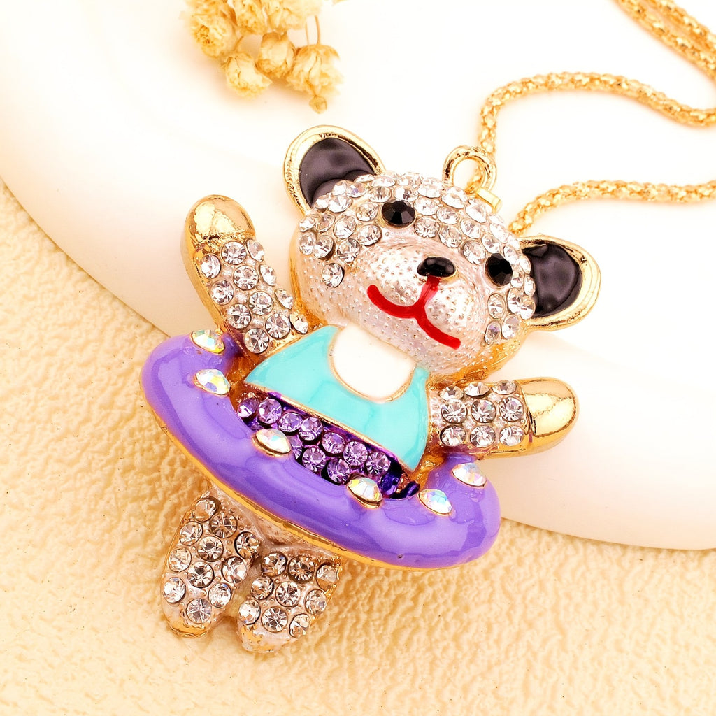 Whimsical Crystal Bear Necklace