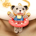 Whimsical Crystal Bear Necklace