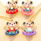 Whimsical Crystal Bear Necklace