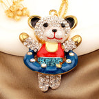 Whimsical Crystal Bear Necklace