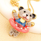 Whimsical Crystal Bear Necklace