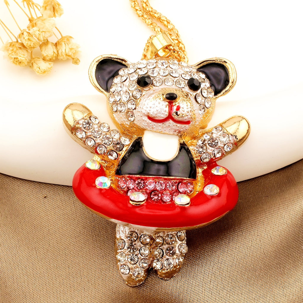 Whimsical Crystal Bear Necklace