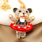 Whimsical Crystal Bear Necklace
