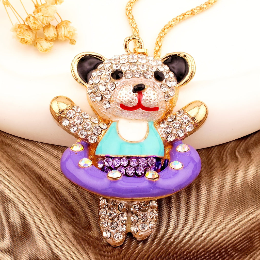 Whimsical Crystal Bear Necklace