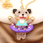 Whimsical Crystal Bear Necklace