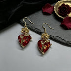 Romantic Rose Heart Drop Earrings