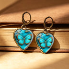 Blue Butterfly Heart Drop Earrings