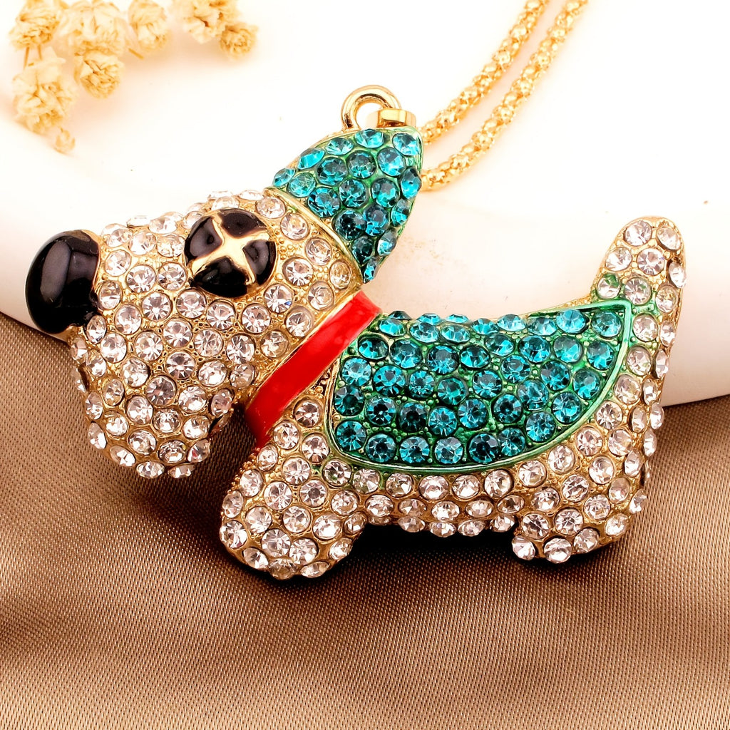 Whimsical Crystal Puppy Necklace