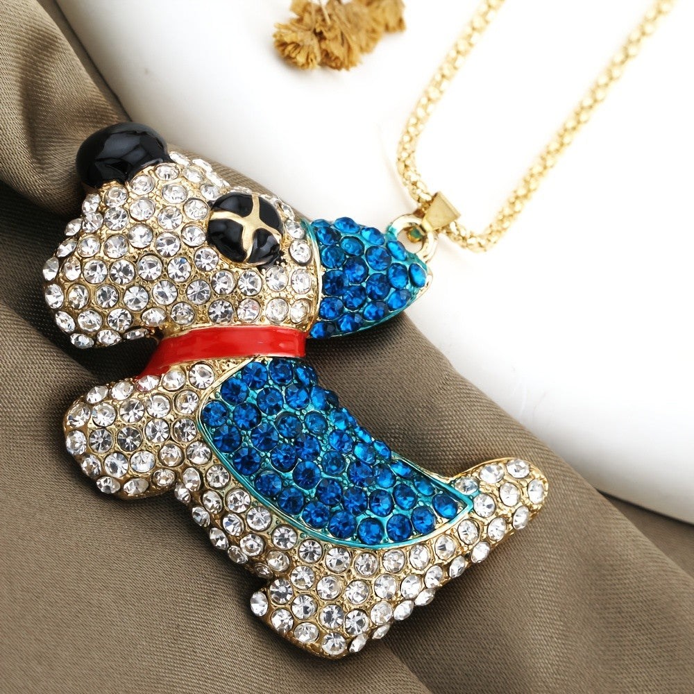Whimsical Crystal Puppy Necklace
