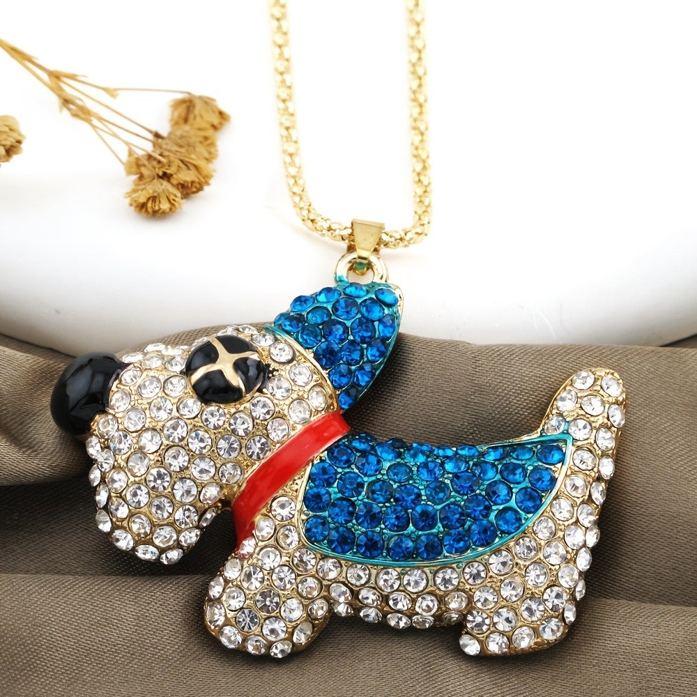 Whimsical Crystal Puppy Necklace