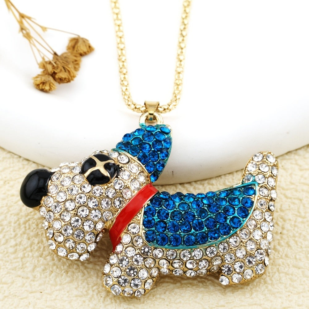 Whimsical Crystal Puppy Necklace