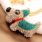 Whimsical Crystal Puppy Necklace