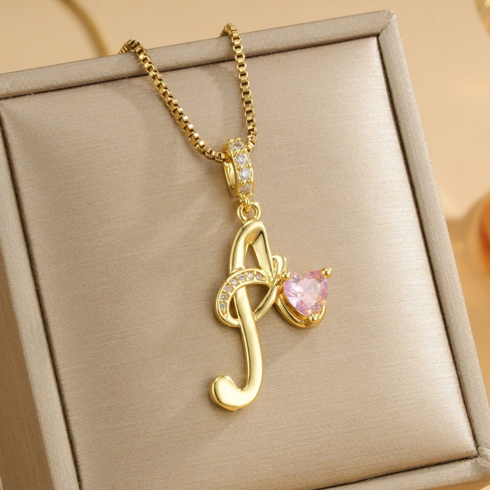 Coquette Heart Initial Necklace