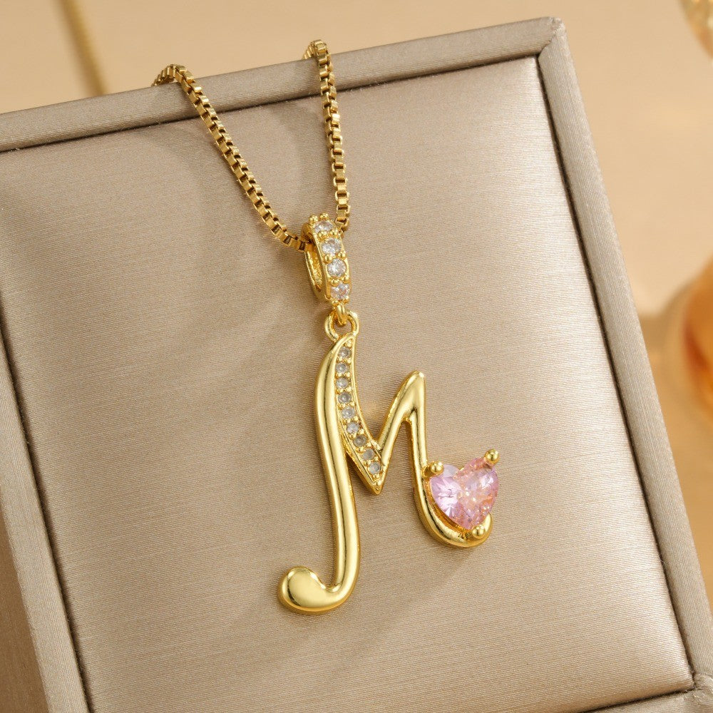 Coquette Heart Initial Necklace