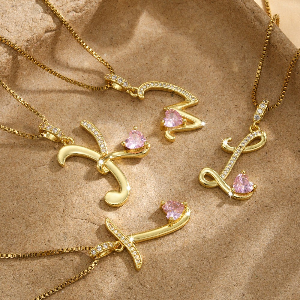 Coquette Heart Initial Necklace