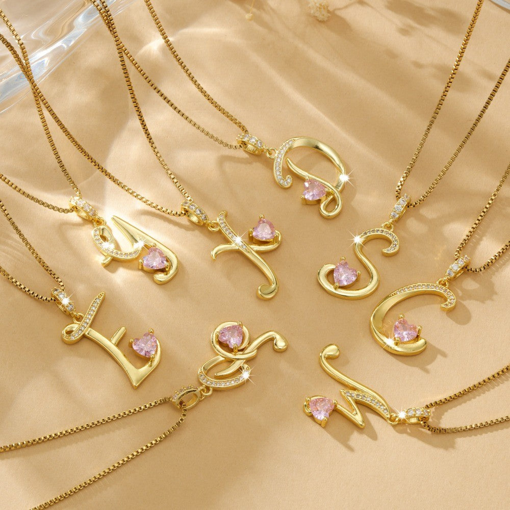 Coquette Heart Initial Necklace
