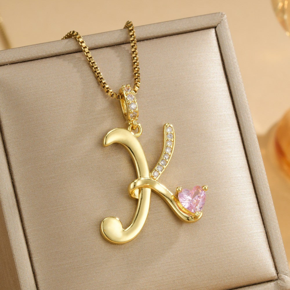 Coquette Heart Initial Necklace