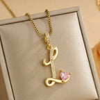 Coquette Heart Initial Necklace
