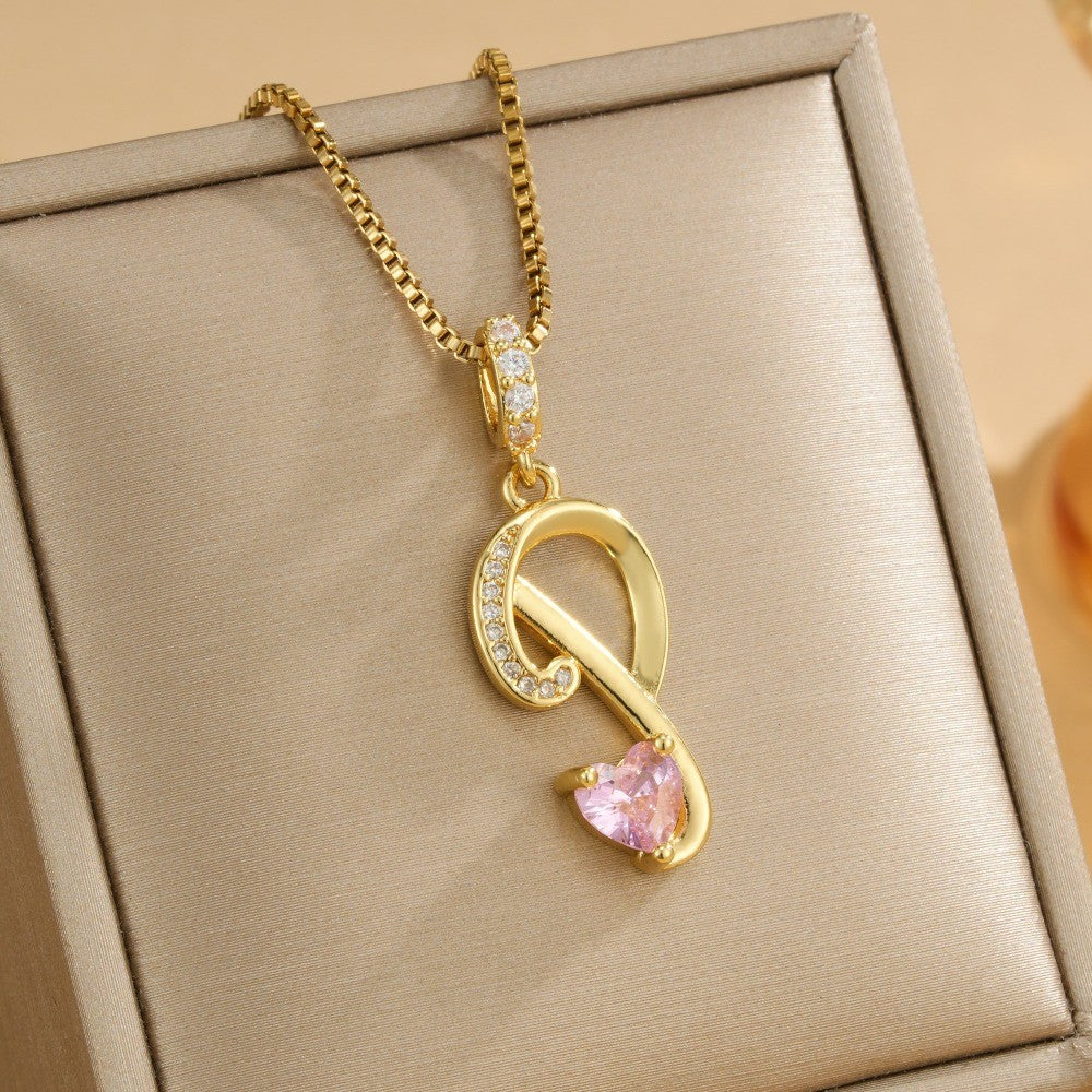 Coquette Heart Initial Necklace