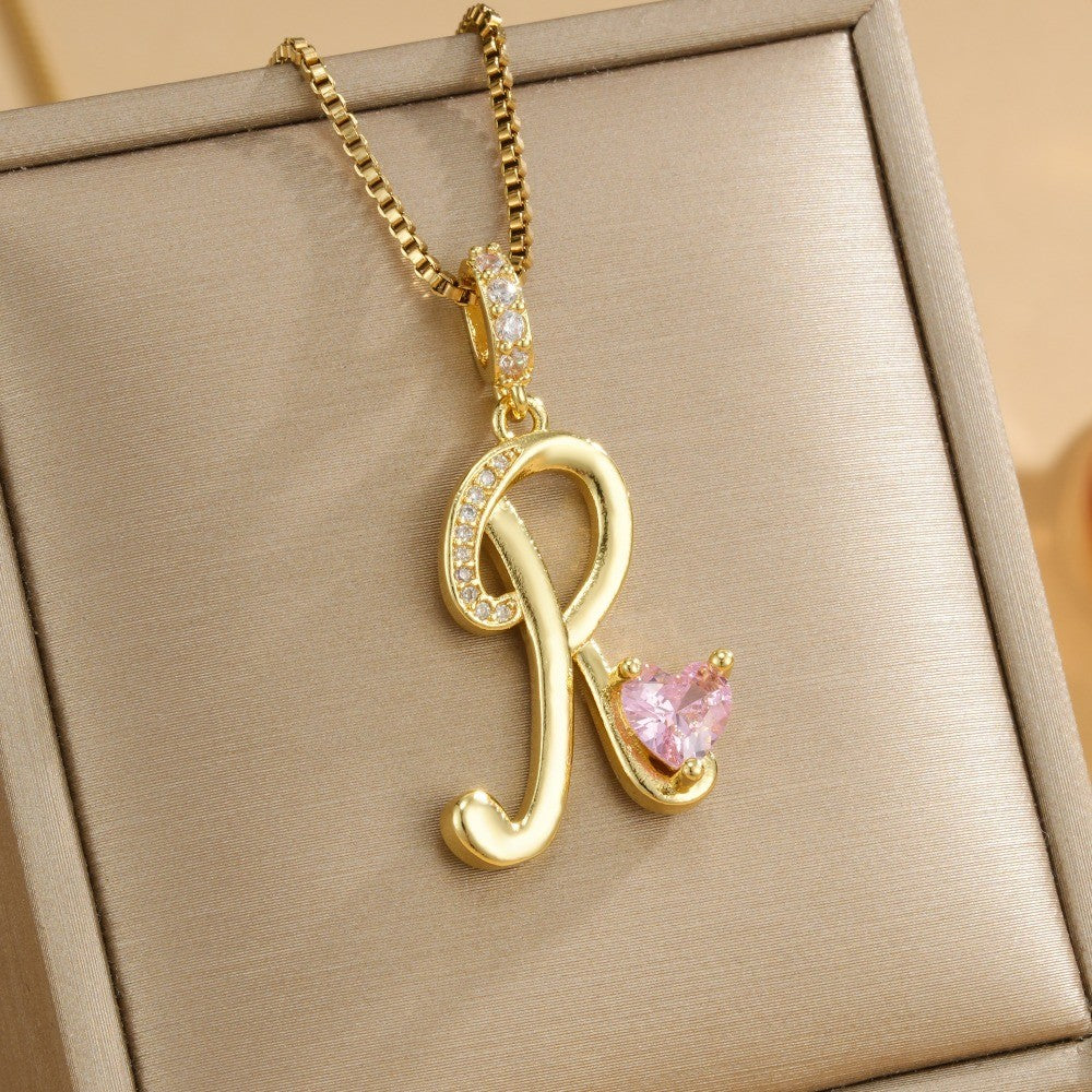 Coquette Heart Initial Necklace