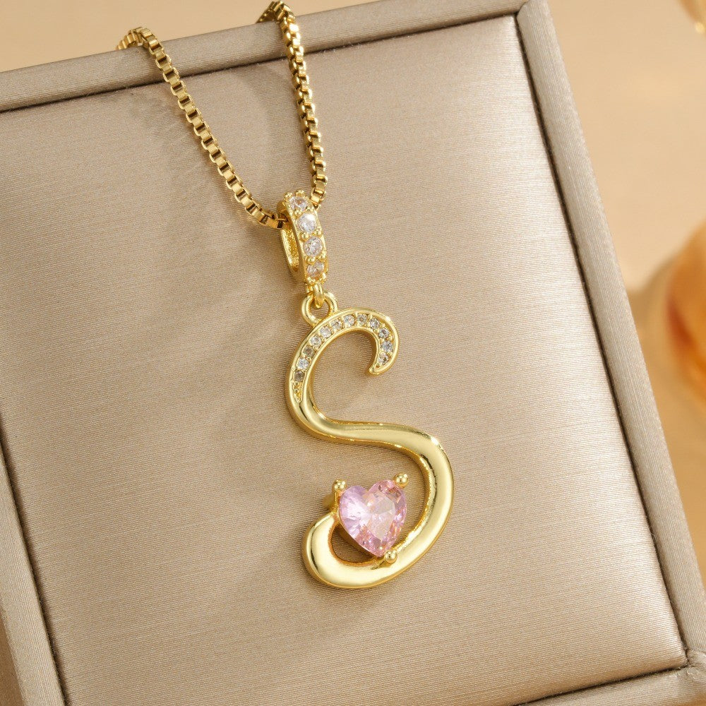 Coquette Heart Initial Necklace
