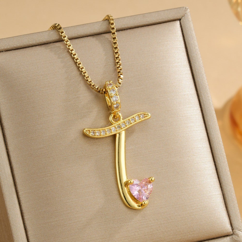 Coquette Heart Initial Necklace