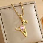 Coquette Heart Initial Necklace