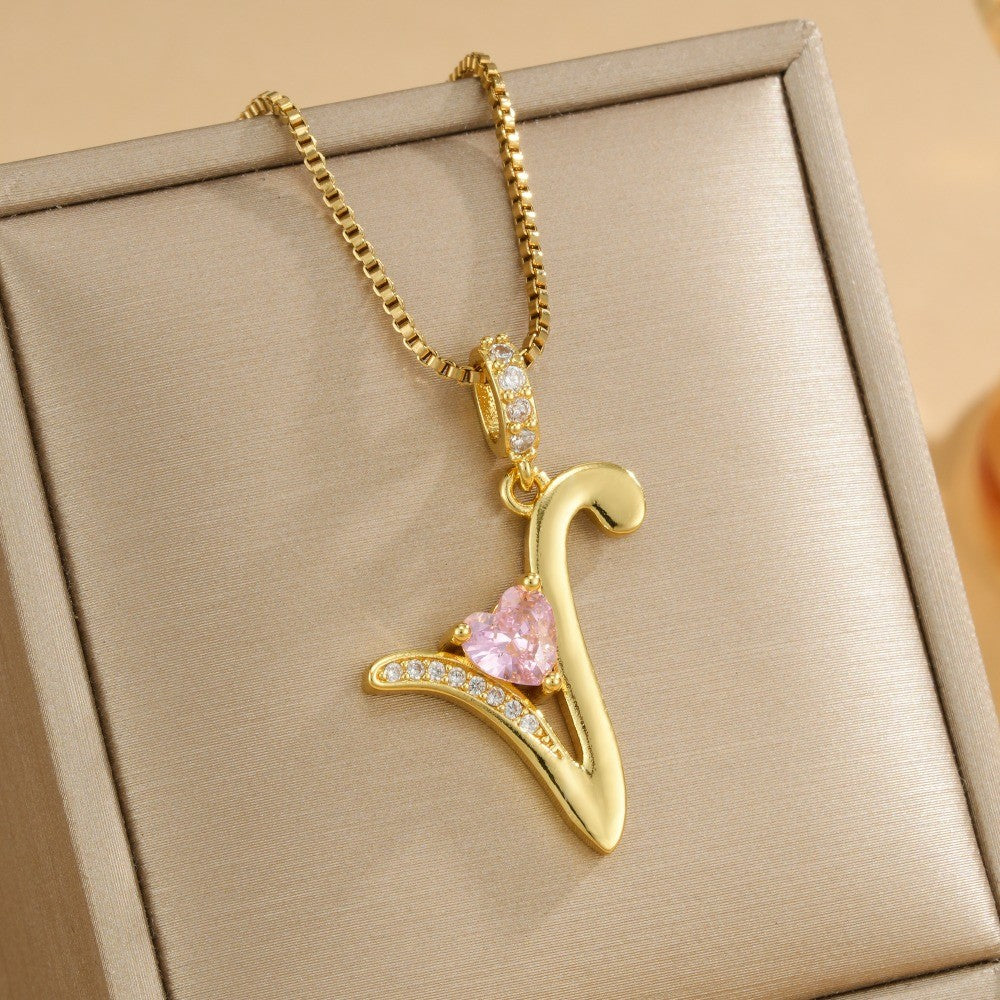Coquette Heart Initial Necklace