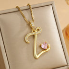 Coquette Heart Initial Necklace